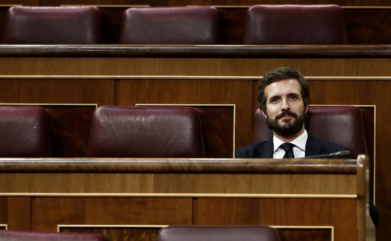 Casado, este miércoles, en la sesión de control al Gobierno en el Congreso. 