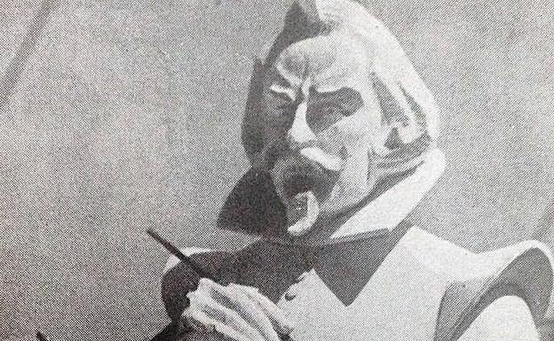 Boceto de la escultura de Zurbarán colocada en la plaza en 1932.