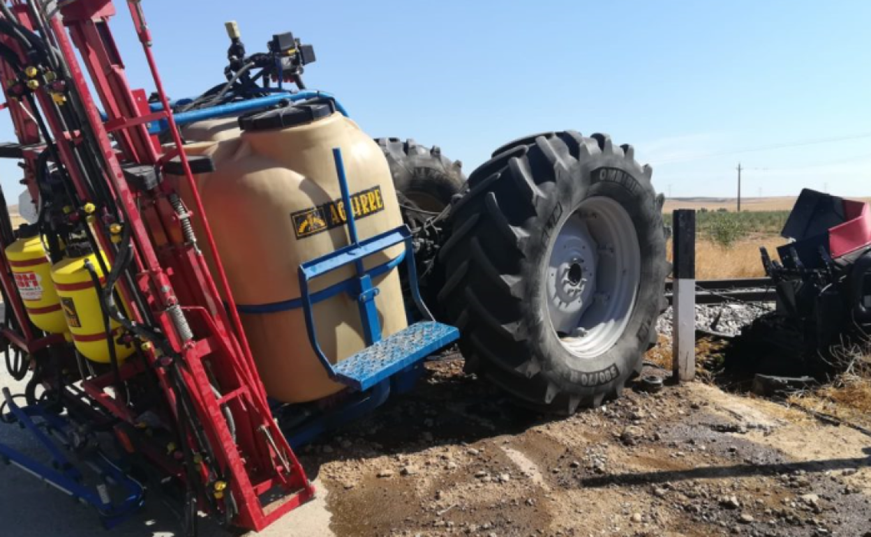 Estado en el que ha quedado el tractor. 