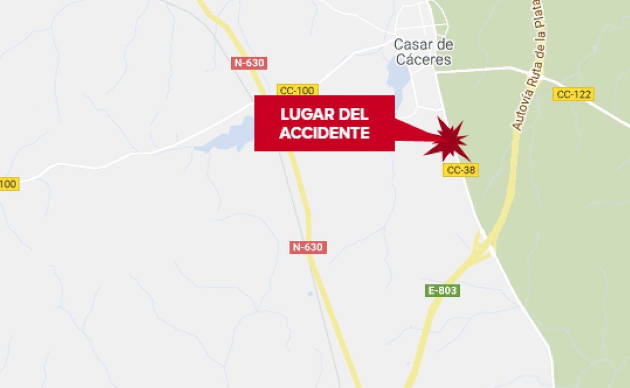 Herido en una salida de vía con una motocicleta en Casar de Cáceres