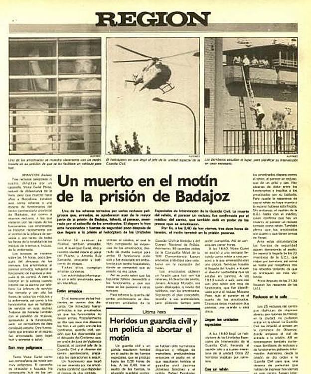 Crónica del 3 de julio de 1987 sobre el motín.