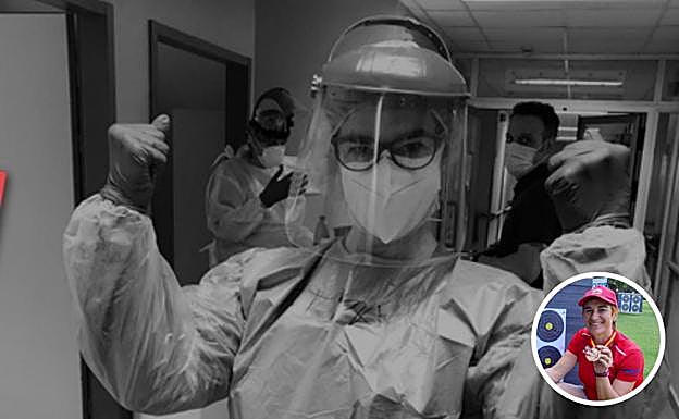 Fátima Agudo durante su turno en el Hospital de Cáceres.