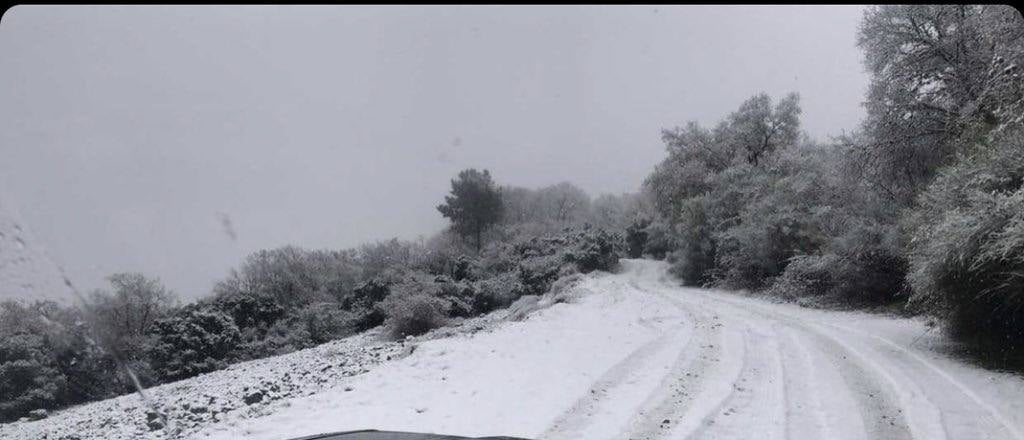 Nieve en la Finca El Dehesón. Charca de la finca al lado De la Fuente Potargo