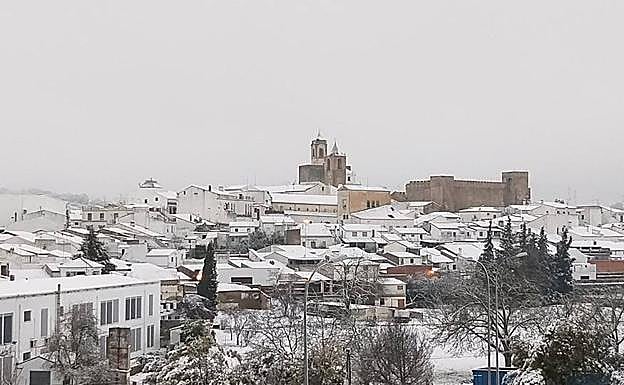 Vista panorámica de Fregenal nevado