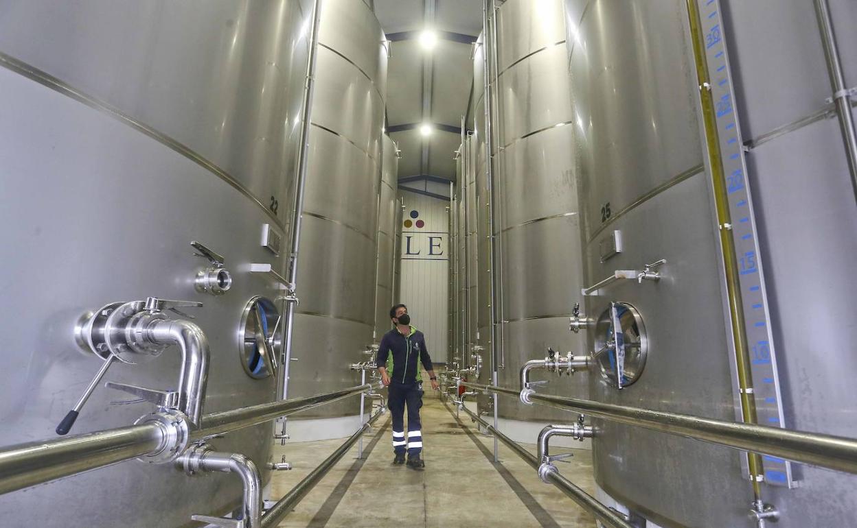 Depósitos ahora vacíos en Viñaoliva tras acabar de envasar el aceite cosechado en esta campaña.