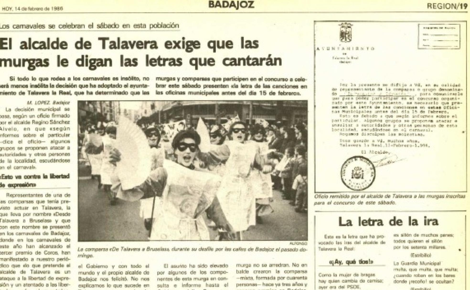 Pagina publicada en el Diario HOY el 14 de febrero de 1986. 