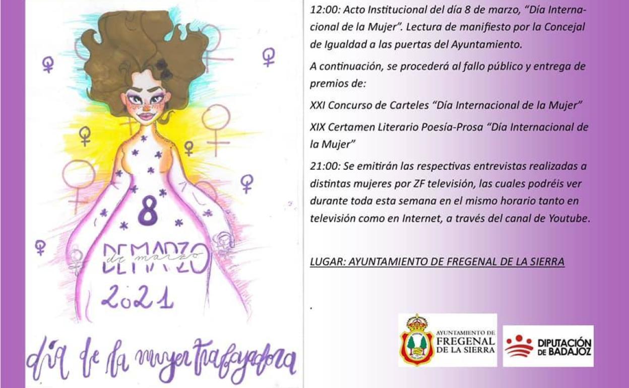 Cartel anunciador del 8M en Fregenal de la Sierra