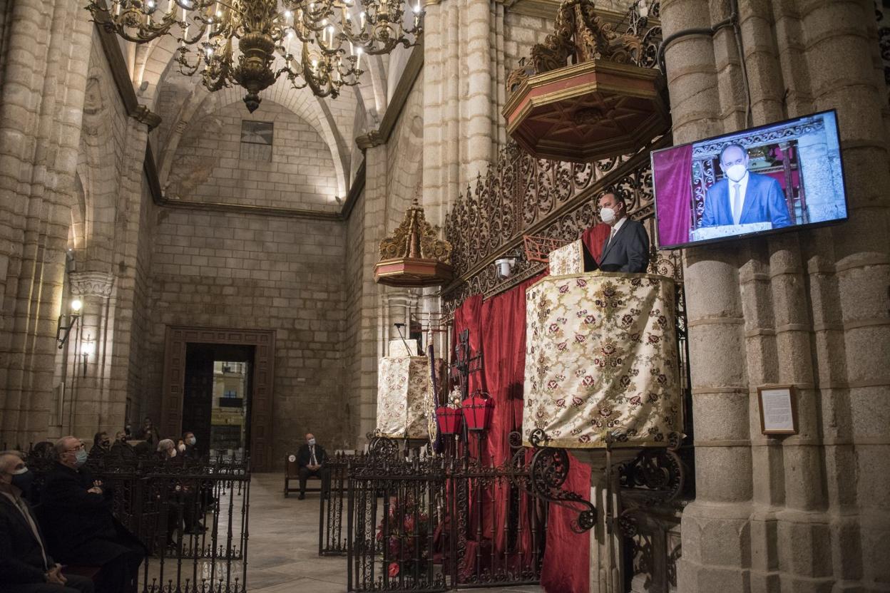 Juanjo Montes ayer, en la Catedral durante su pregón de la Semana Santa. 