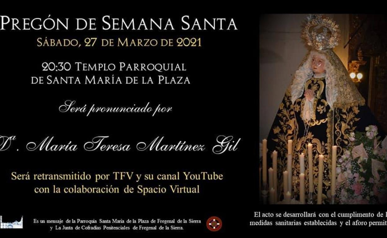 Cartel anunciador del pregón de Semana Santa 2021