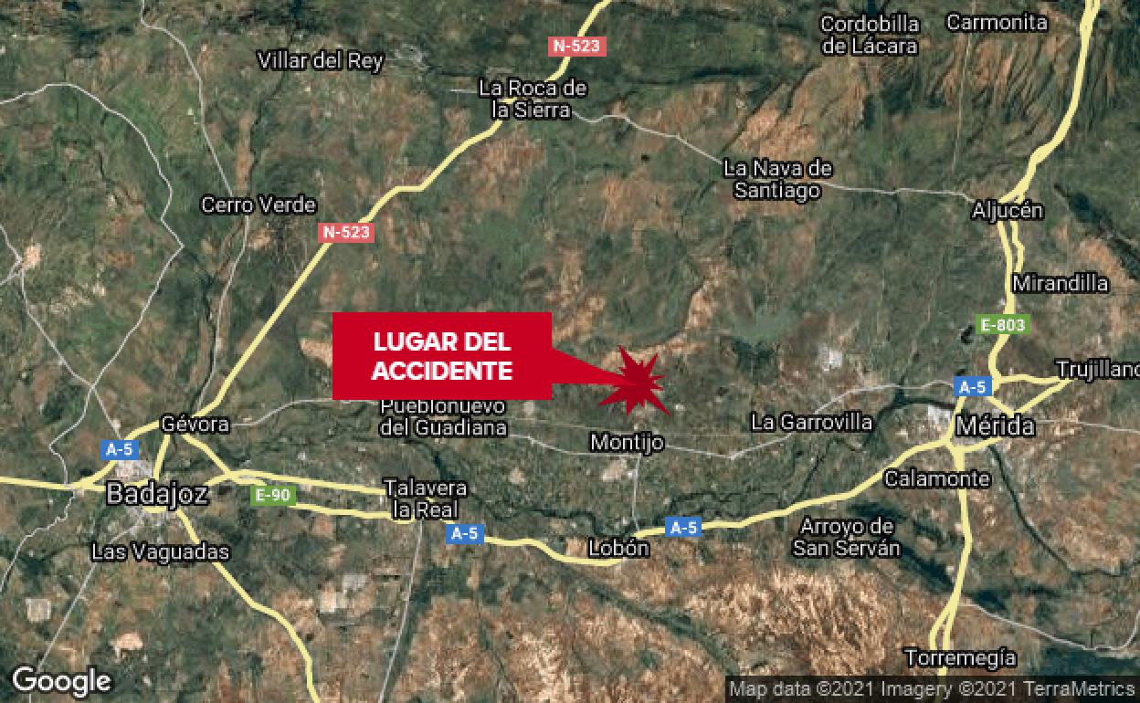 Herido grave al salirse de la vía el vehículo en el que viajaba en Montijo