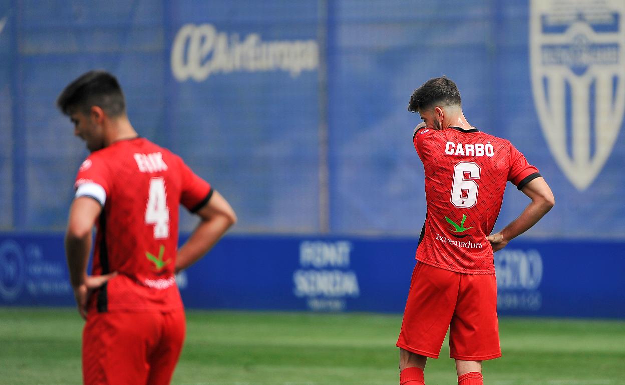 Erik y Marc Carbó, desolados en el choque de este domingo en Palma. 