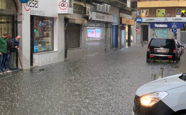 Inundación en la zona centro de Villanueva de la Serena.