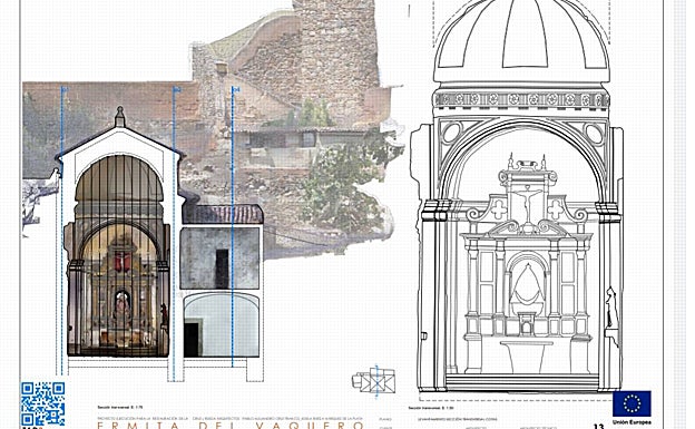 El equipo ha hecho un levantamiento tridimensional de la ermita del Vaquero; incluye código QR. 