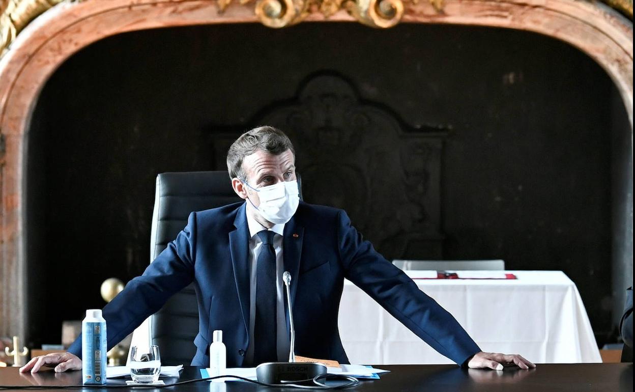 Emmanuel Macron, este lunes en un acto en el Palacio de Versalles.