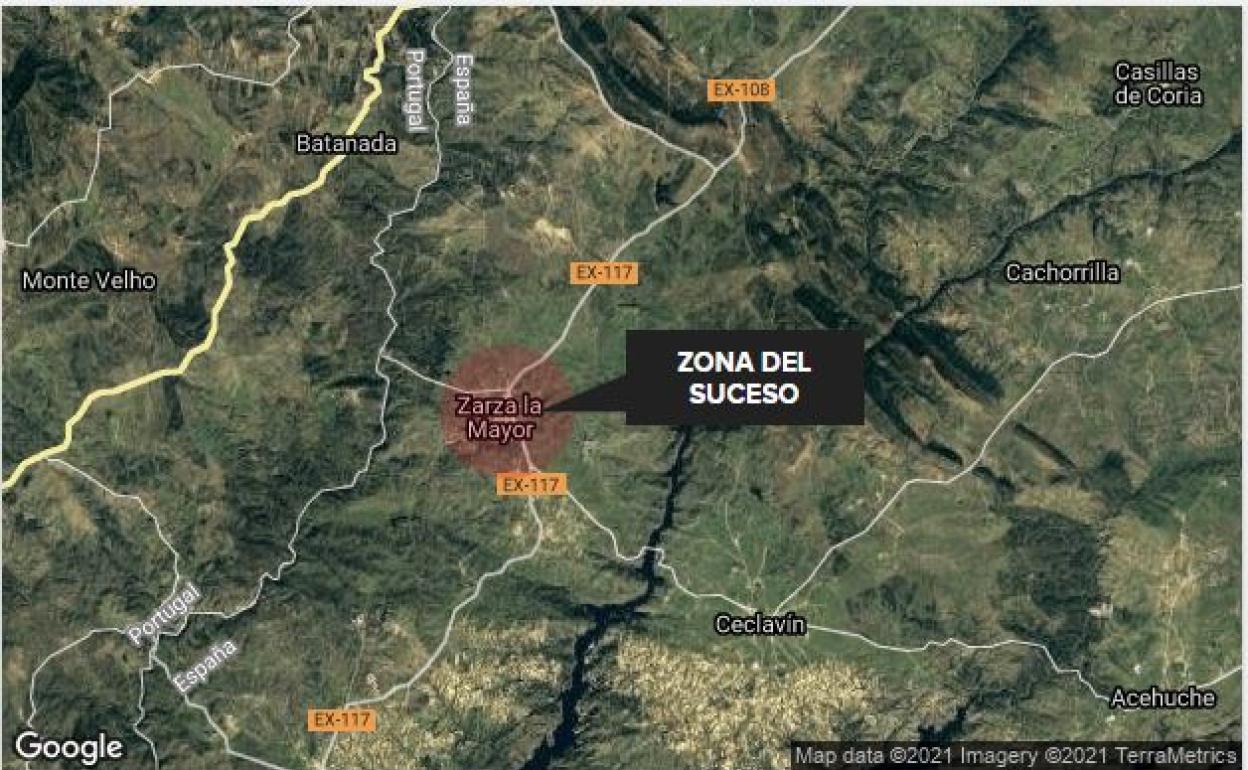 Un motorista de 46 años resulta herido al sufrir un accidente cerca de Zarza la Mayor