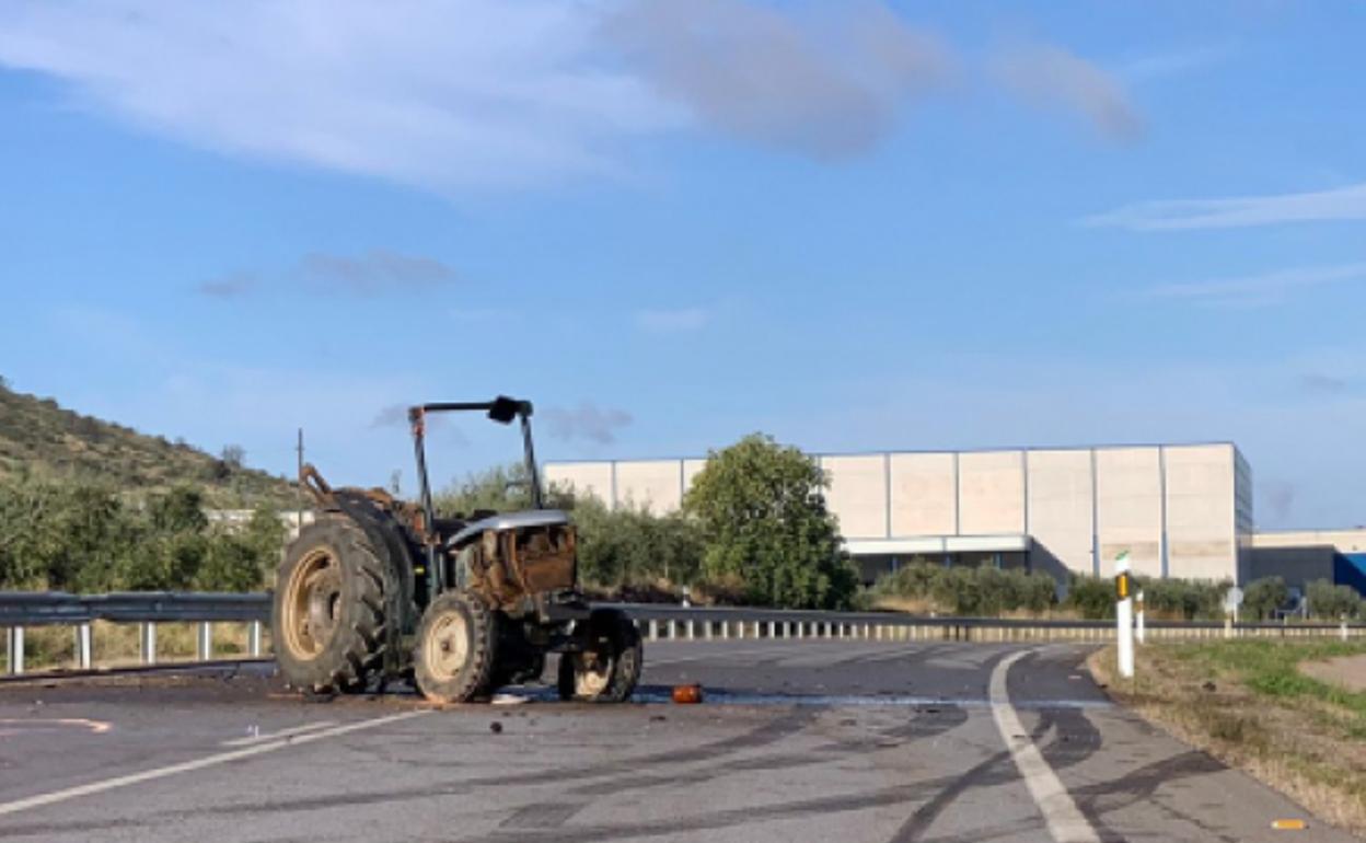 Tractor implicado en el accidente.