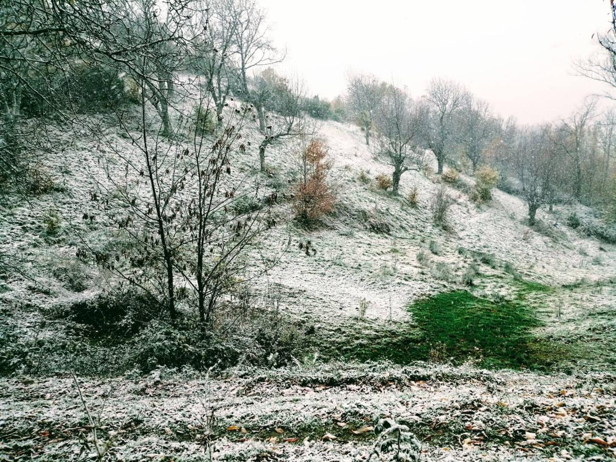 Nieve en La Garganta, en el valle del Ambroz, a 1.124 metros de altitud. 