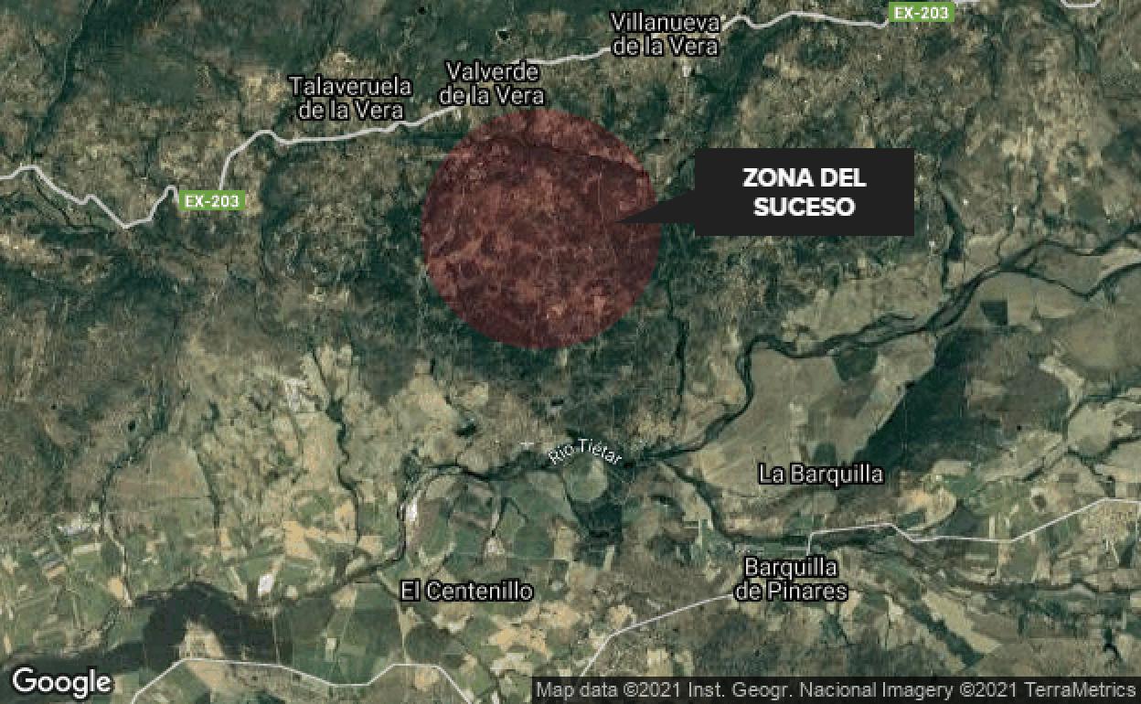 Herido grave un motorista al salirse de la vía en Valverde de la Vera