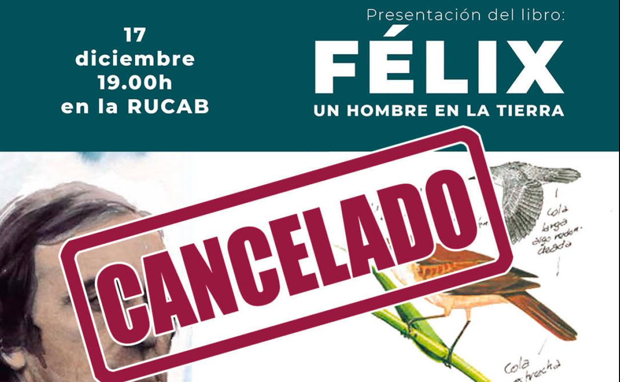 Cartel con la cancelación del acto.
