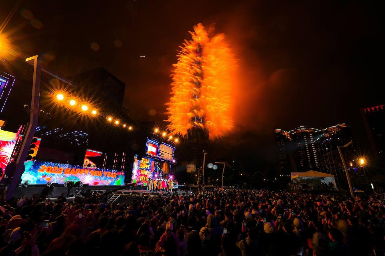 Fuego artificiales en Taipei.