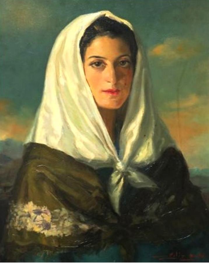 Retrato de una señora con pañuelo, de Solís Ávila.