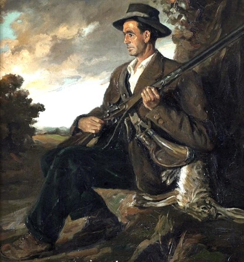 Cuadro 'Al acecho' de Solís. El modelo es Antonio Carrera, dueño del casino de Garciaz.