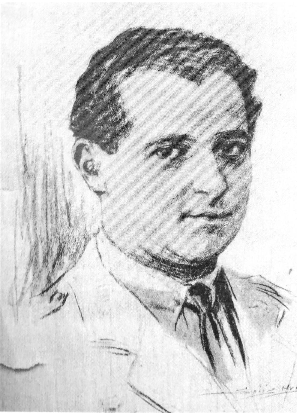 Retrato de Solís, publicado en ABC, de Ramón Franco, el héroe del vuelo Plus Ultra