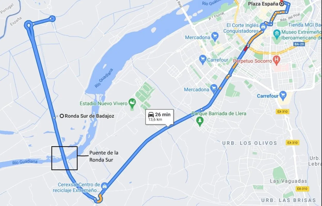 Google Maps ubica el puente 25 de abril pero no sugiere aún circular por él  