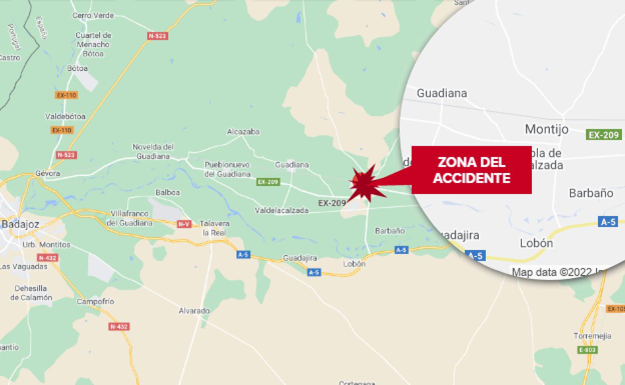 Sucesos en Extremadura: Una mujer resulta herida grave en el choque de un camión y un coche en Montijo