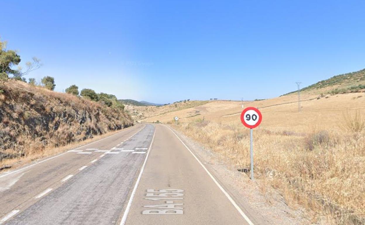 Carretera BA-155 en la que ha tenido lugar el accidente