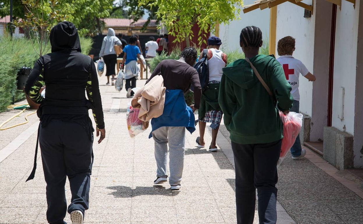 Migrantes en el albergue El Prado de Mérida cuando funcionó como centro de acogida. 