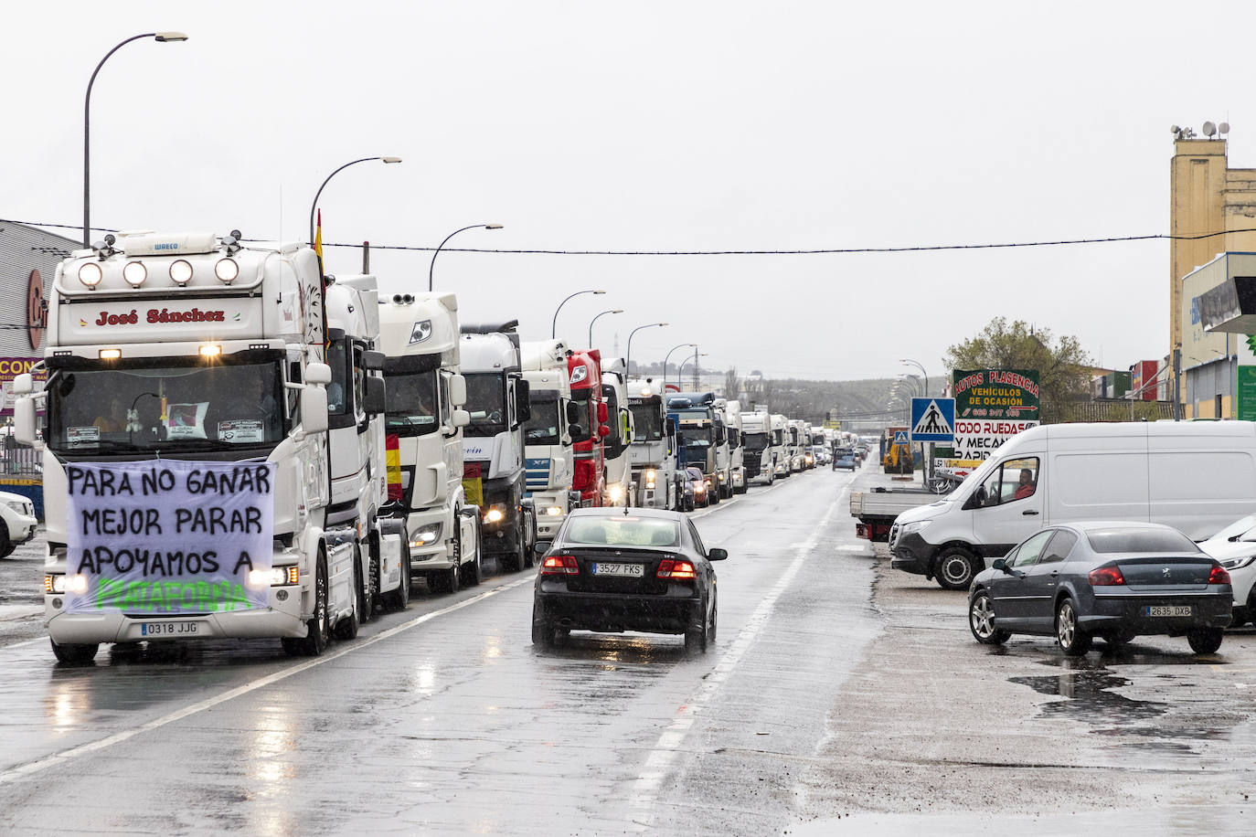 Protestas de transportistas en Plasencia