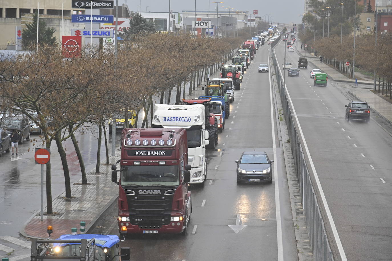 Protestas de transportistas en Badajoz