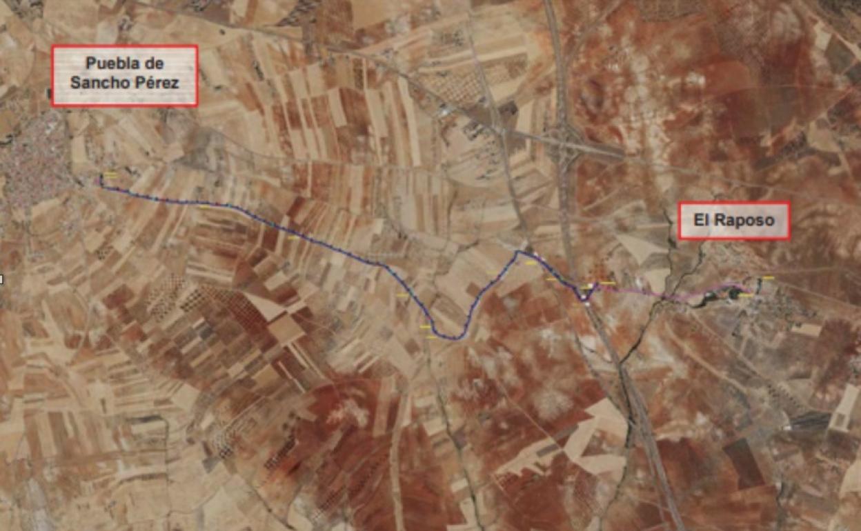 Red de abastecimiento dede Puebla de Sancho Pérez a El Raposo. 