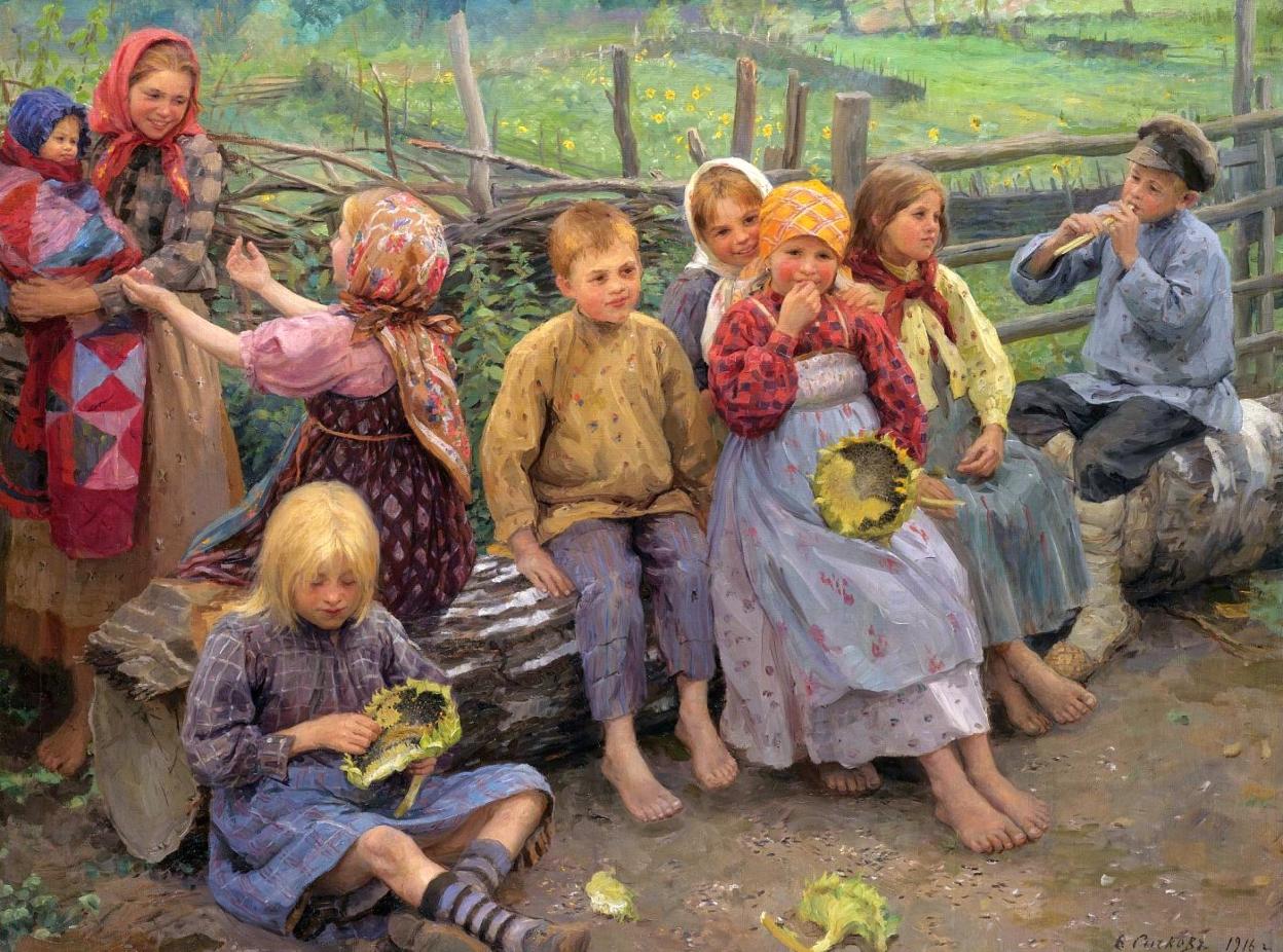 El cuadro 'Niños con girasoles', de Fedot Vasilevich Sychkov. 