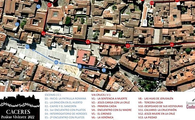 Recorrido de la Pasión Viviente, que se prolongará durante dos horas y media. 