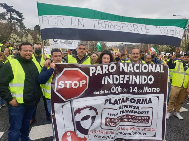 Paro de transportistas llevado a cabo en marzo por parte de la entonces desconocida Plataforma. 