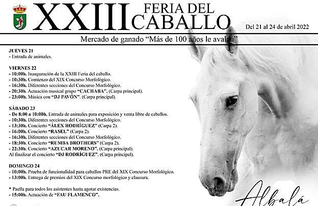 La Feria del Caballo de Albalá se celebrará del 21 al 24 de abril