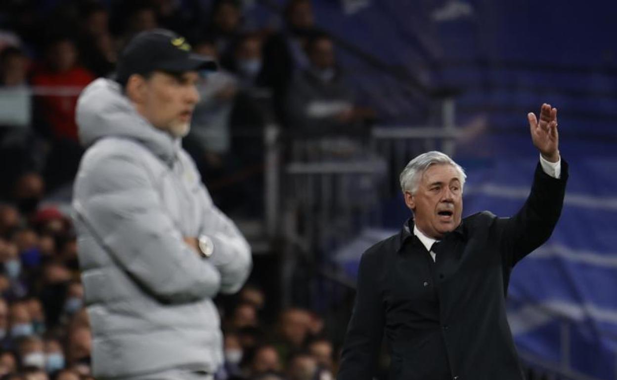 Carlo Ancelotti, durante el partido del Real Madrid contra el Chelsea en el Bernabéu. 