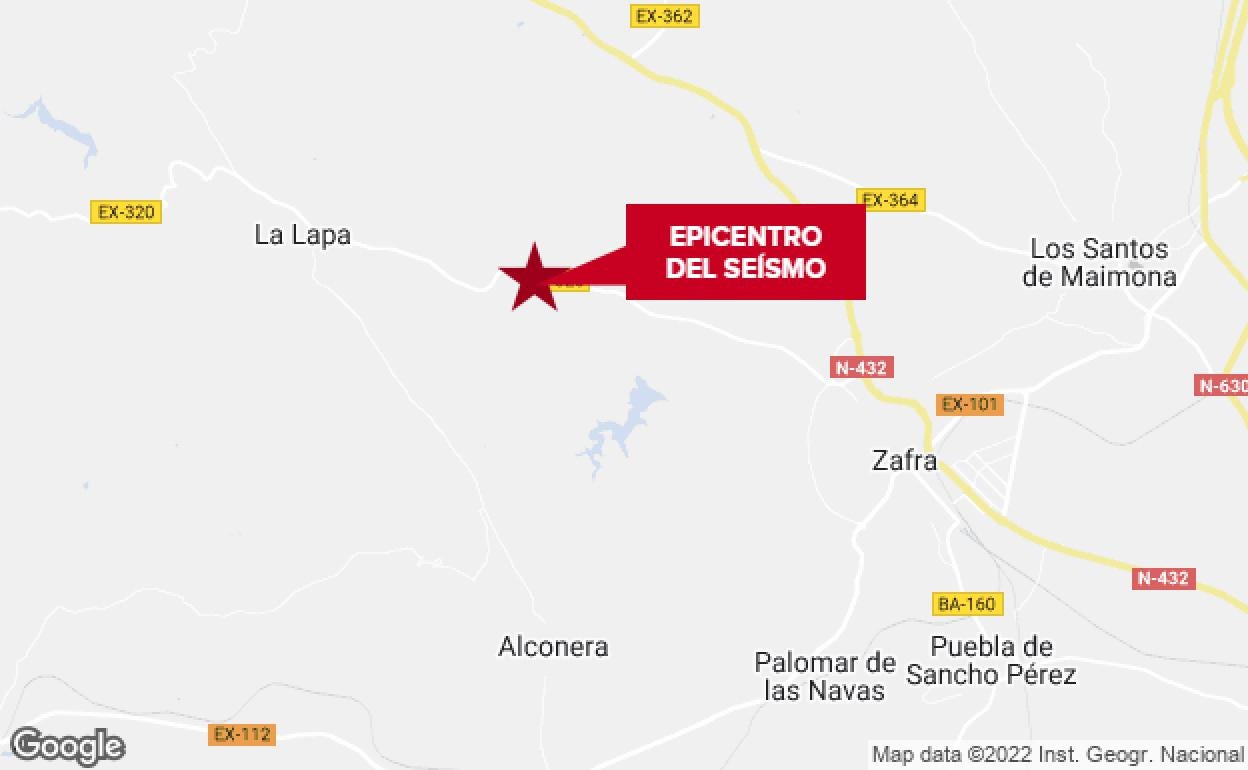 La estrella roja señala el punto exacto del epicentro del temblor. /