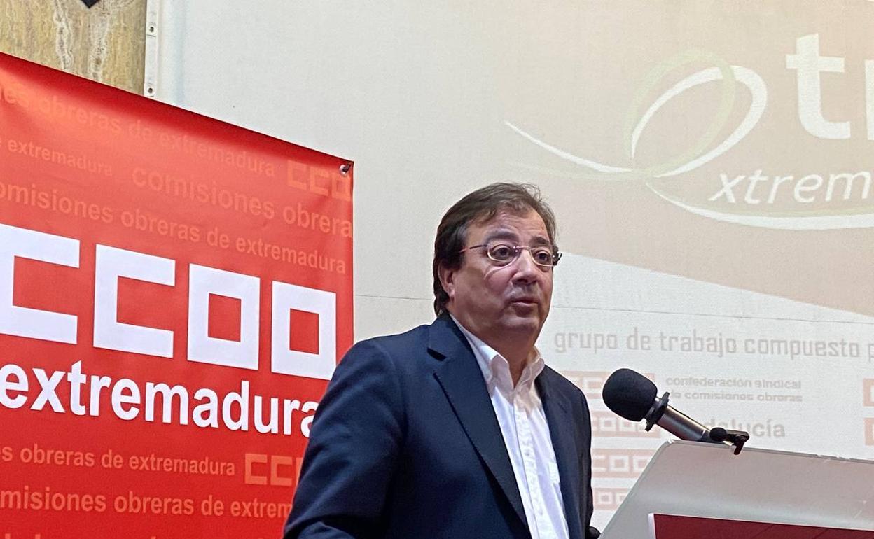 Guillermo Fernández Vara ha participado en la mañana de hoy en el acto de Comisiones Obreras. 