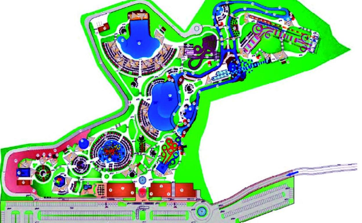 Plano del parque acuático proyectado. 