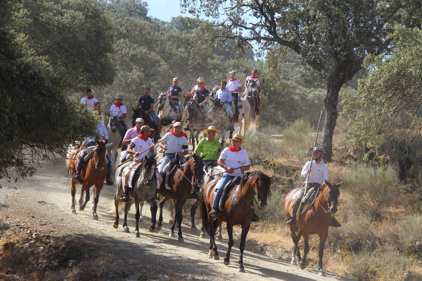 Fotos: Capeones y caballistas vadean el río Alagón
