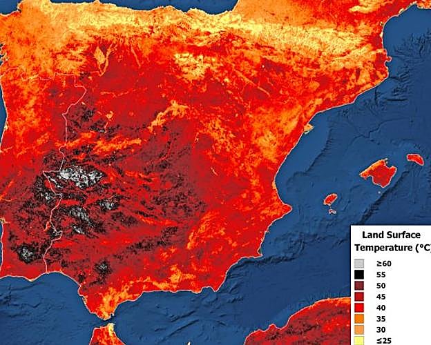 Temperatura de la superficie terrestre.