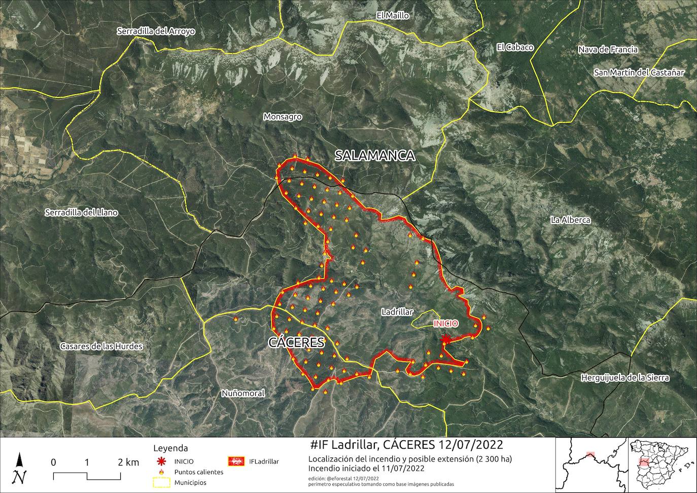 Zona afectada hasta las 8.00 horas de este martes.