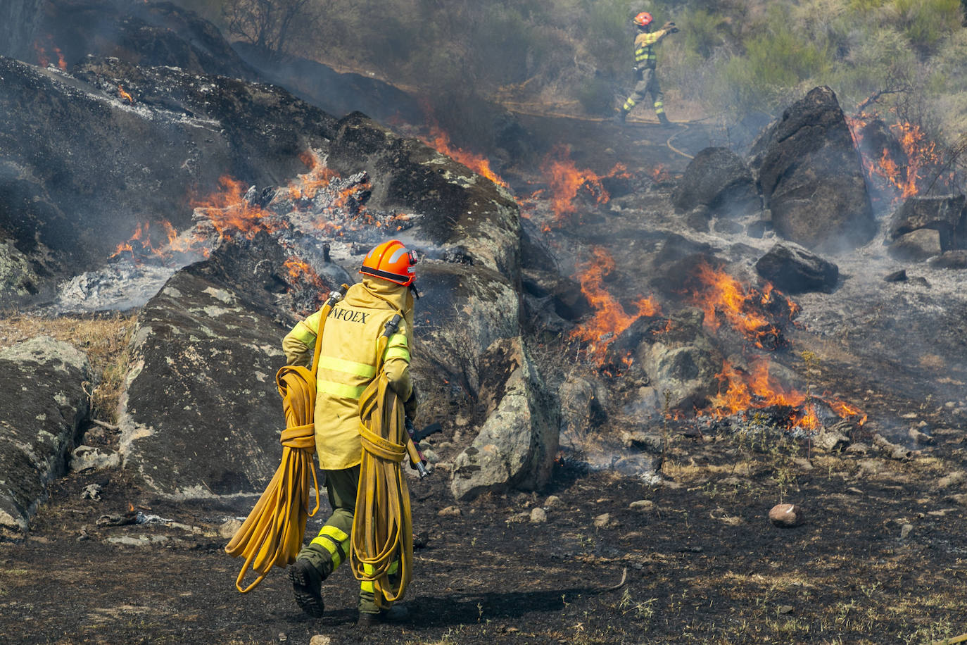 Fotos: Fuego en el monte público de Valcorchero