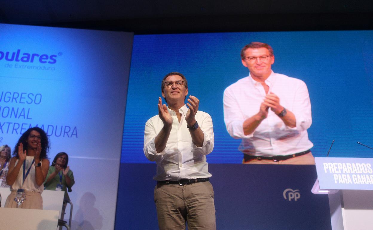 Feijóo este sábado en Badajoz en la clausura del congreso regional del PP. 