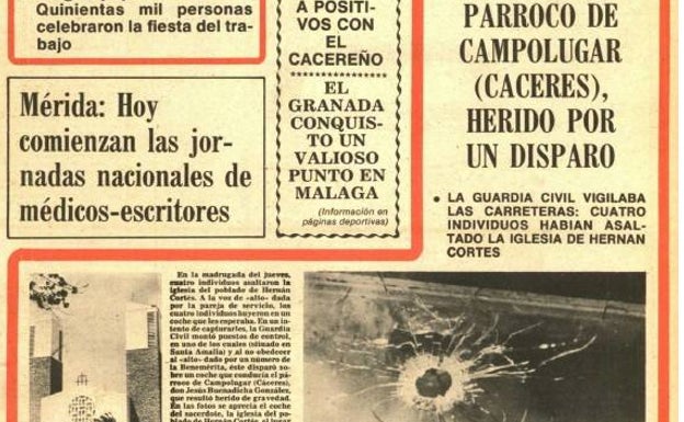 Noticia de primera página del Diario HOY del 2 de mayo de 1975. 