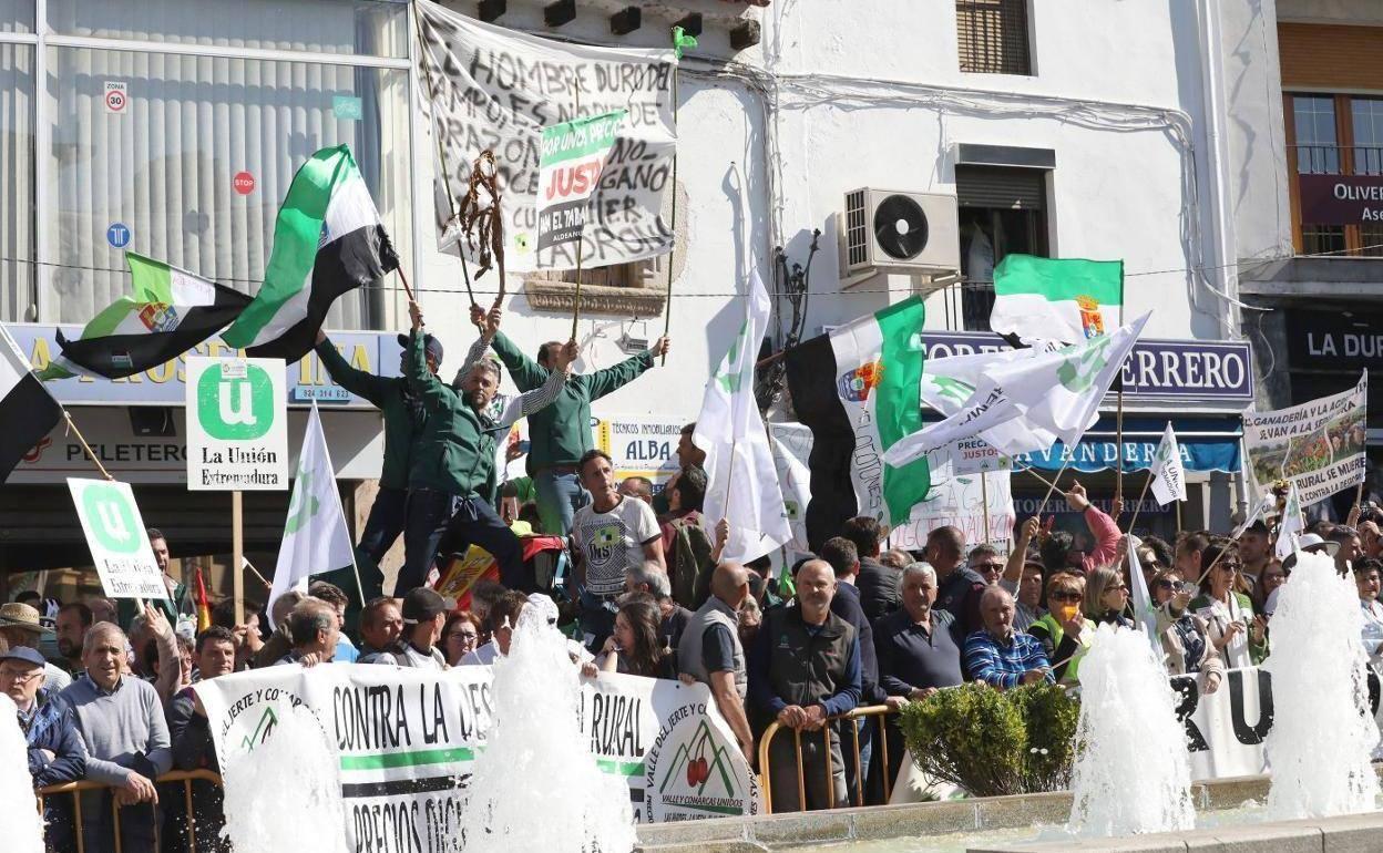 Manifestación de agricultores en Mérida en febrero de 2020.