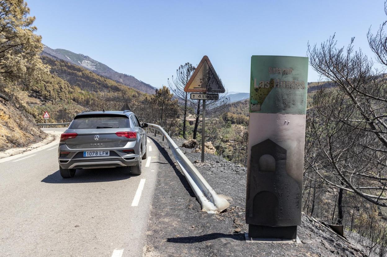 Paisaje quemado entre Ladrillar y Cabezo, una de sus alquerías y donde empezó el incendio de Las Hurdes. 